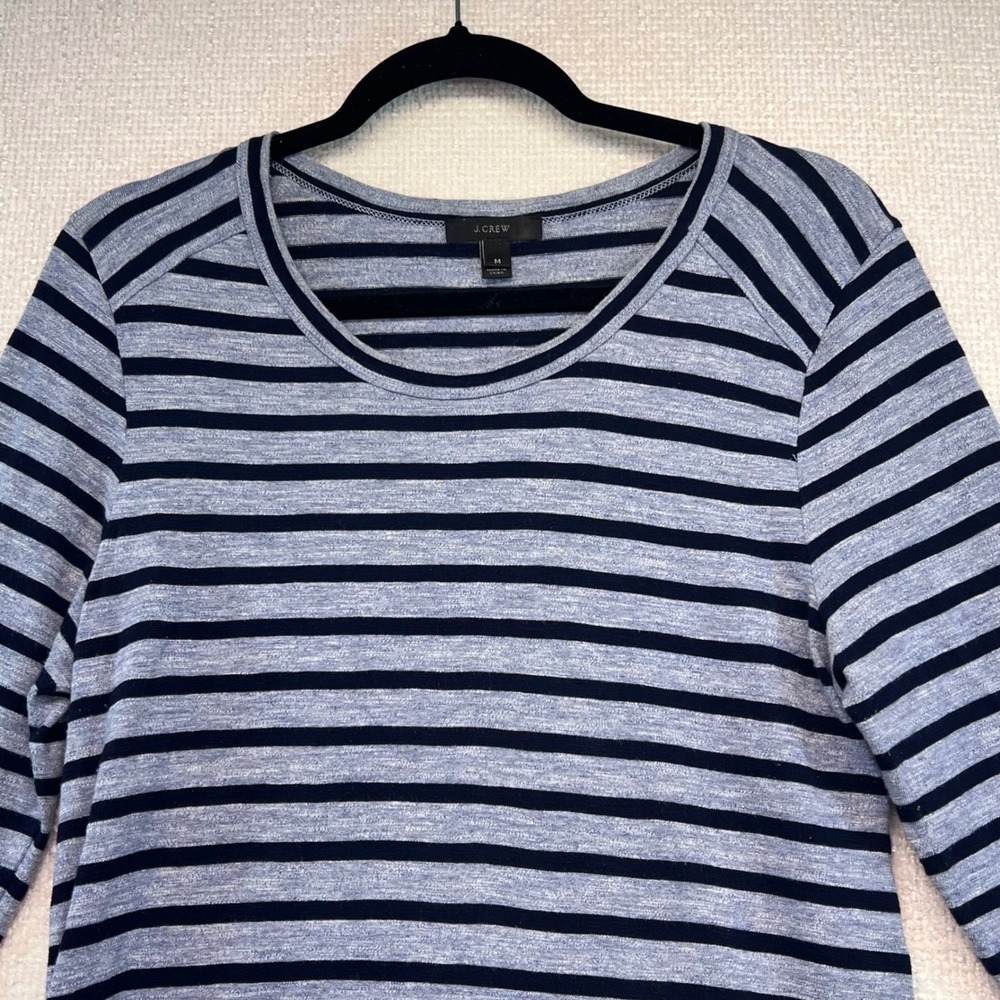 J. Crew Striped T‎ Shirt Dress Womens Medium Blue Gray Casual Knee Length - Picture 3 of 12